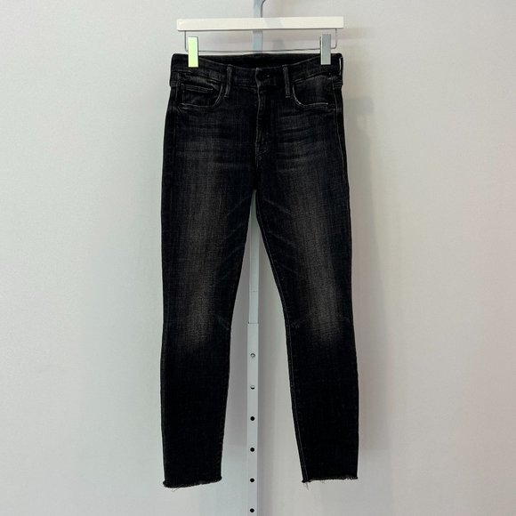 MOTHER THE LOOKER ANKLE FRAY BLACK STARGAZING JEANS SIZE 25...
